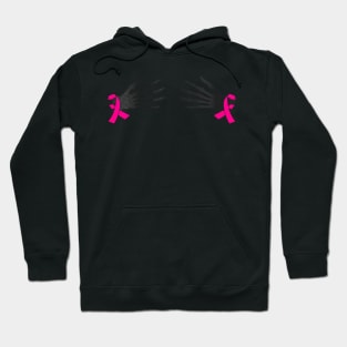 Womens Skeleton Hand With  Ribbon Breast Cancer Awareness Hoodie